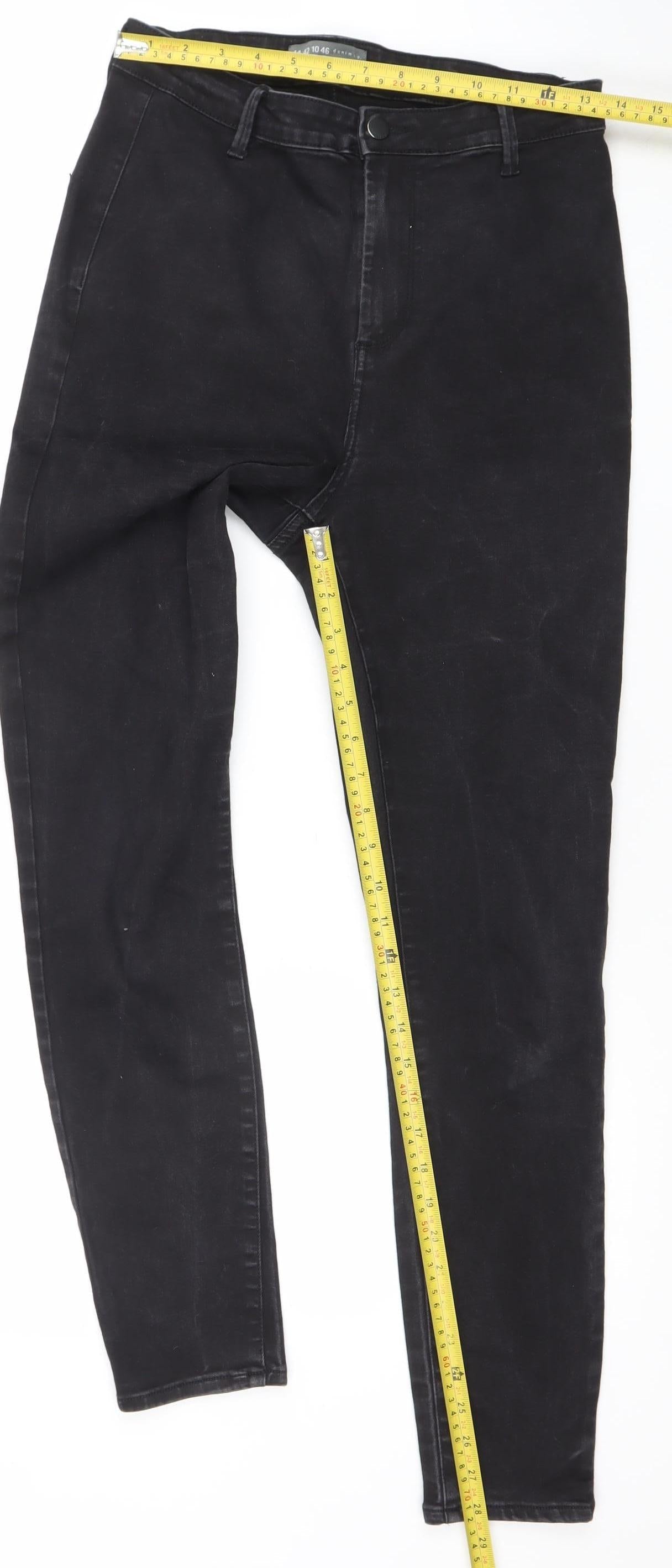 Primark Women’s Black Skinny Denim Jeans Size 14 Mid Rise Stretch