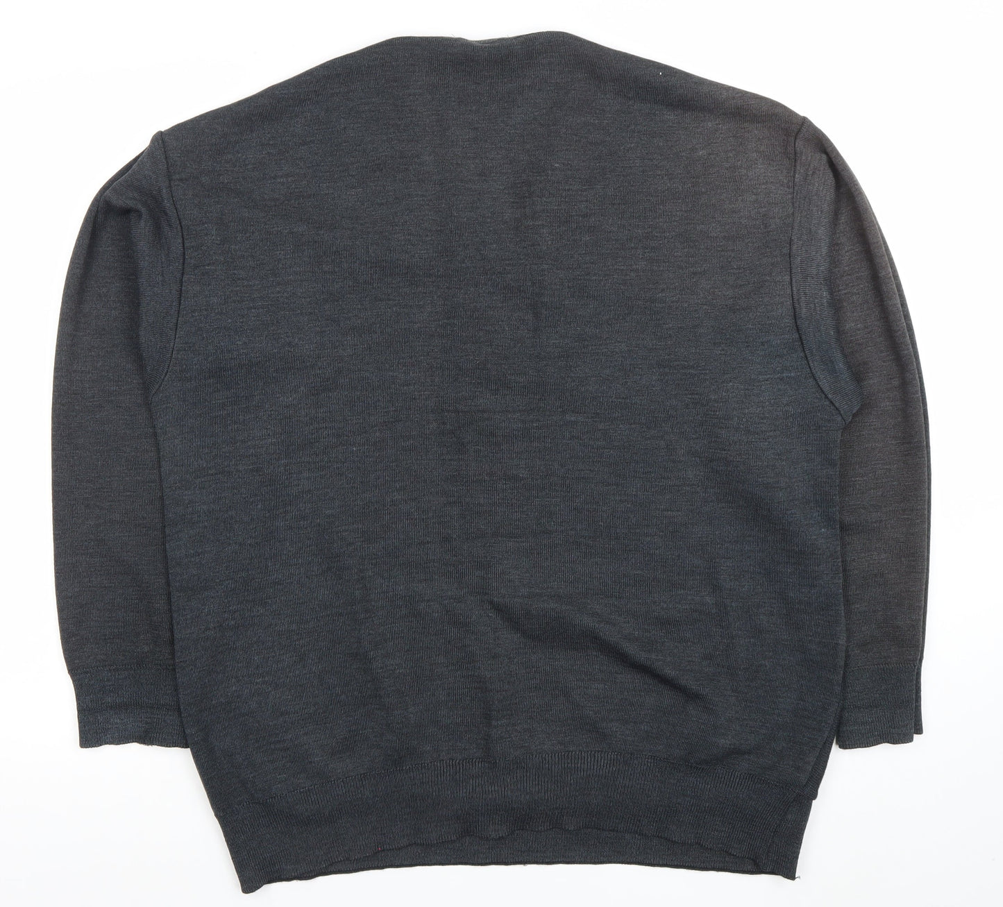 Peter Rath Men’s Grey Striped V-Neck Wool Blend Jumper XL