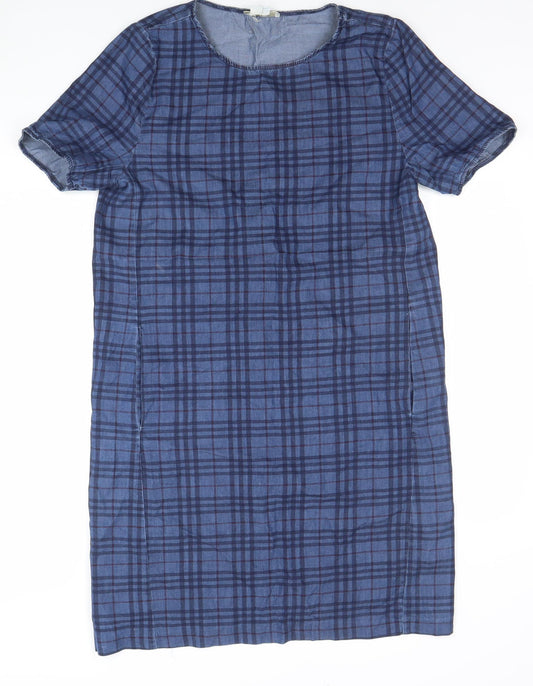 Be Beau Women’s Blue Check Cotton Shirt Dress Size 14
