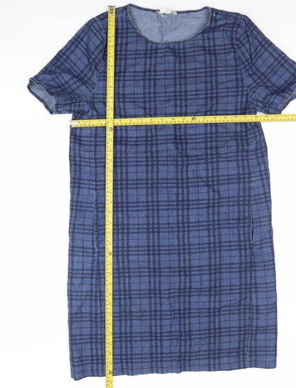 Be Beau Women’s Blue Check Cotton Shirt Dress Size 14