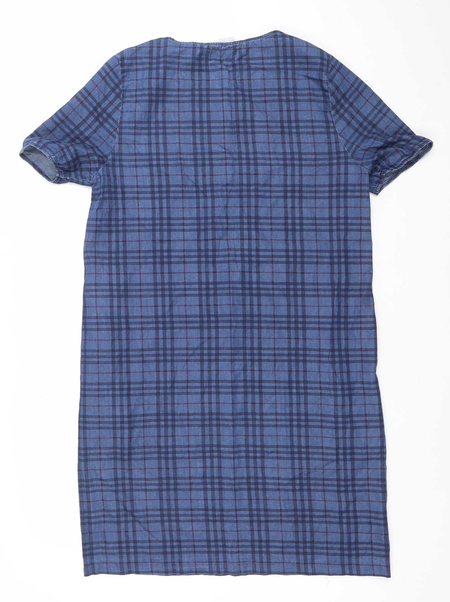 Be Beau Women’s Blue Check Cotton Shirt Dress Size 14