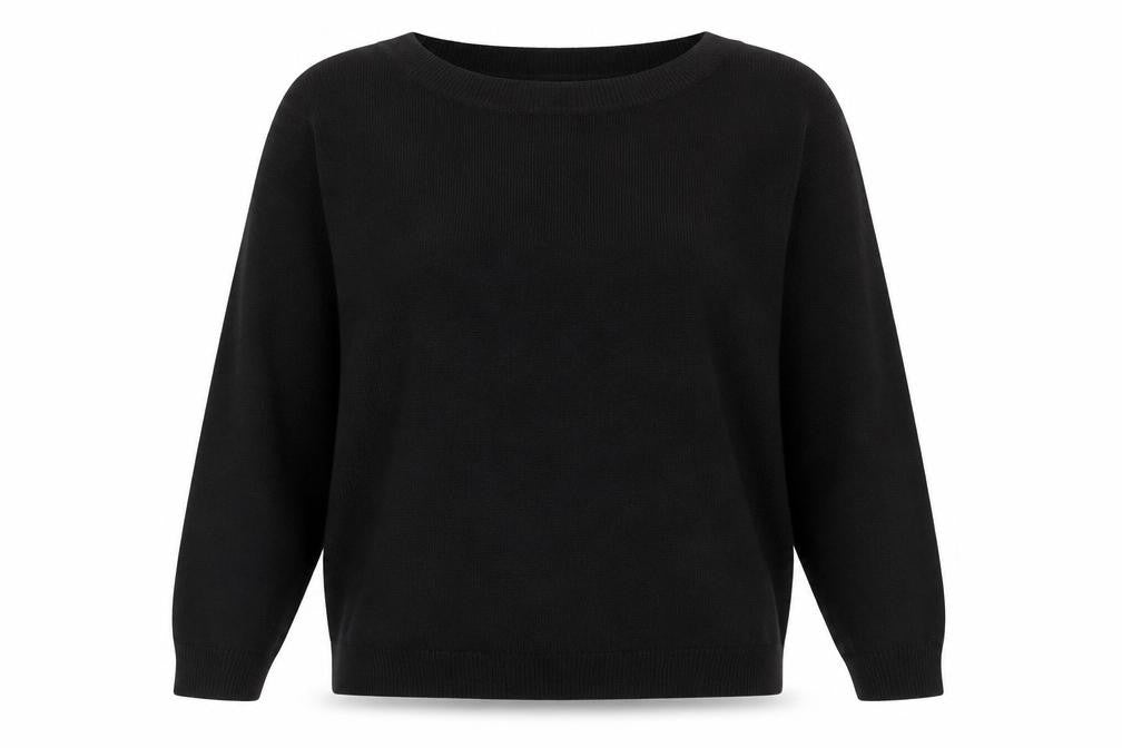 Front view of ICHI women’s black l crew neck knit jumper