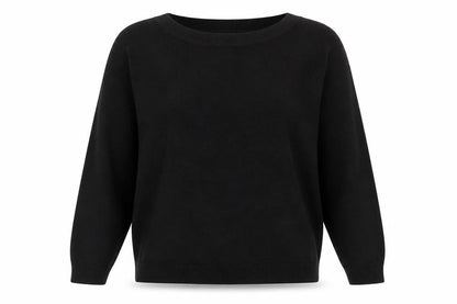 Front view of ICHI women’s black l crew neck knit jumper