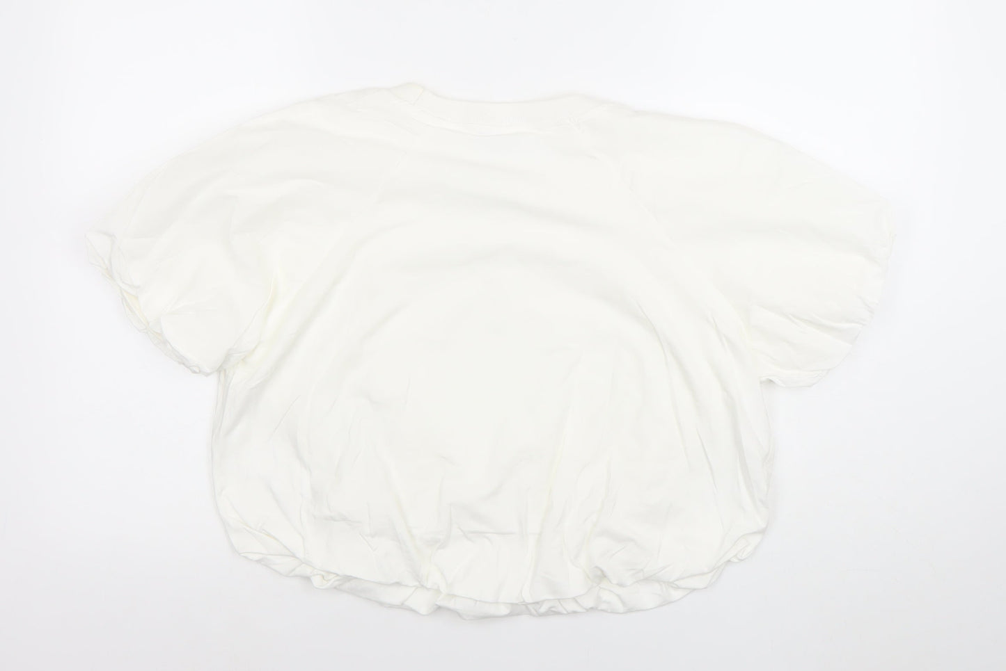 Womens UK Size M C&A White Cropped T-Shirt