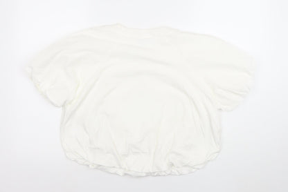 Womens UK Size M C&A White Cropped T-Shirt