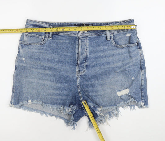 Hollister Women's Blue High Rise Cut-Off Denim Shorts Size 20