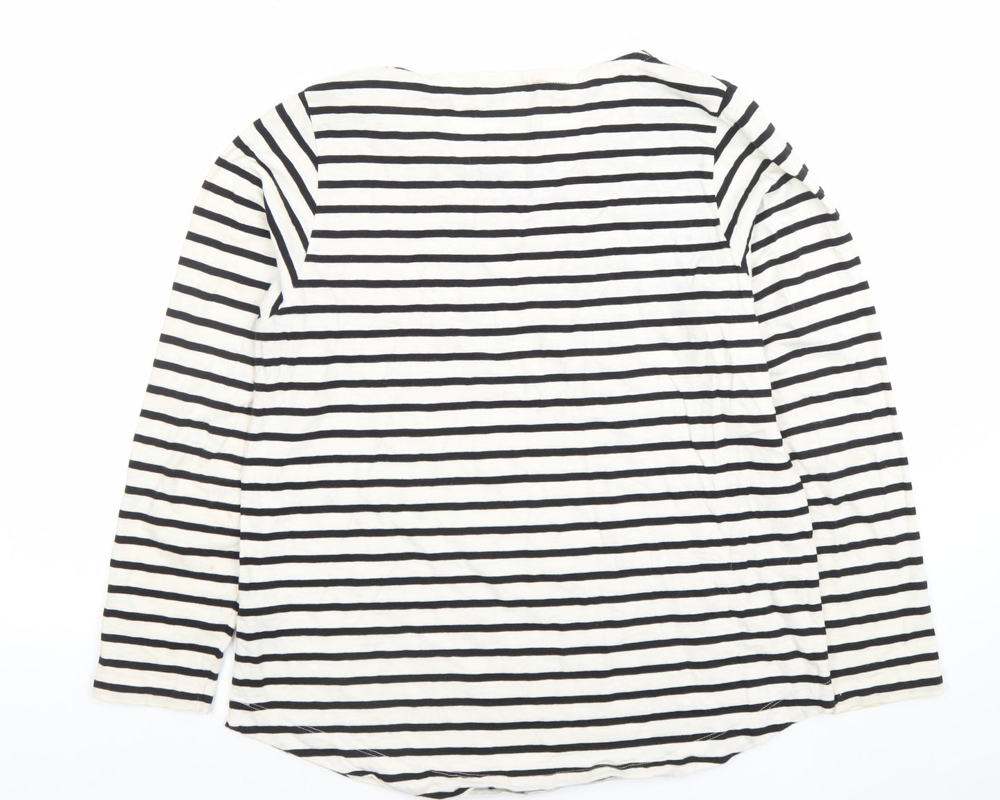 Carolyn Donnelly Women’s Black White Stripe Long Sleeve Cotton Modal Top M