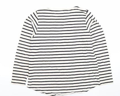 Carolyn Donnelly Women’s Black White Stripe Long Sleeve Cotton Modal Top M