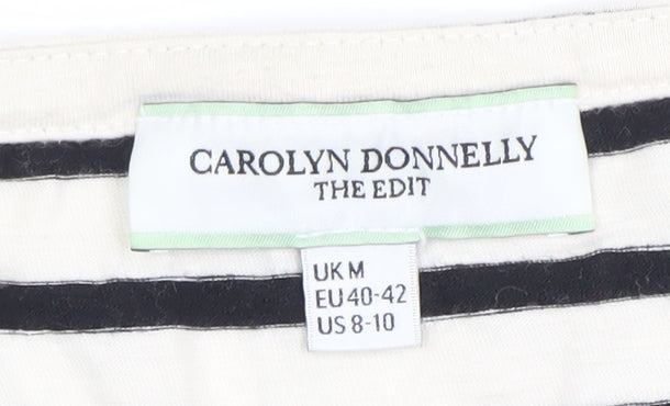 Carolyn Donnelly Women’s Black White Stripe Long Sleeve Cotton Modal Top M