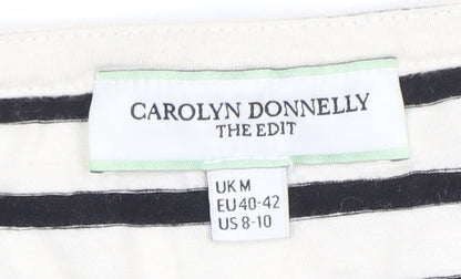 Carolyn Donnelly Women’s Black White Stripe Long Sleeve Cotton Modal Top M