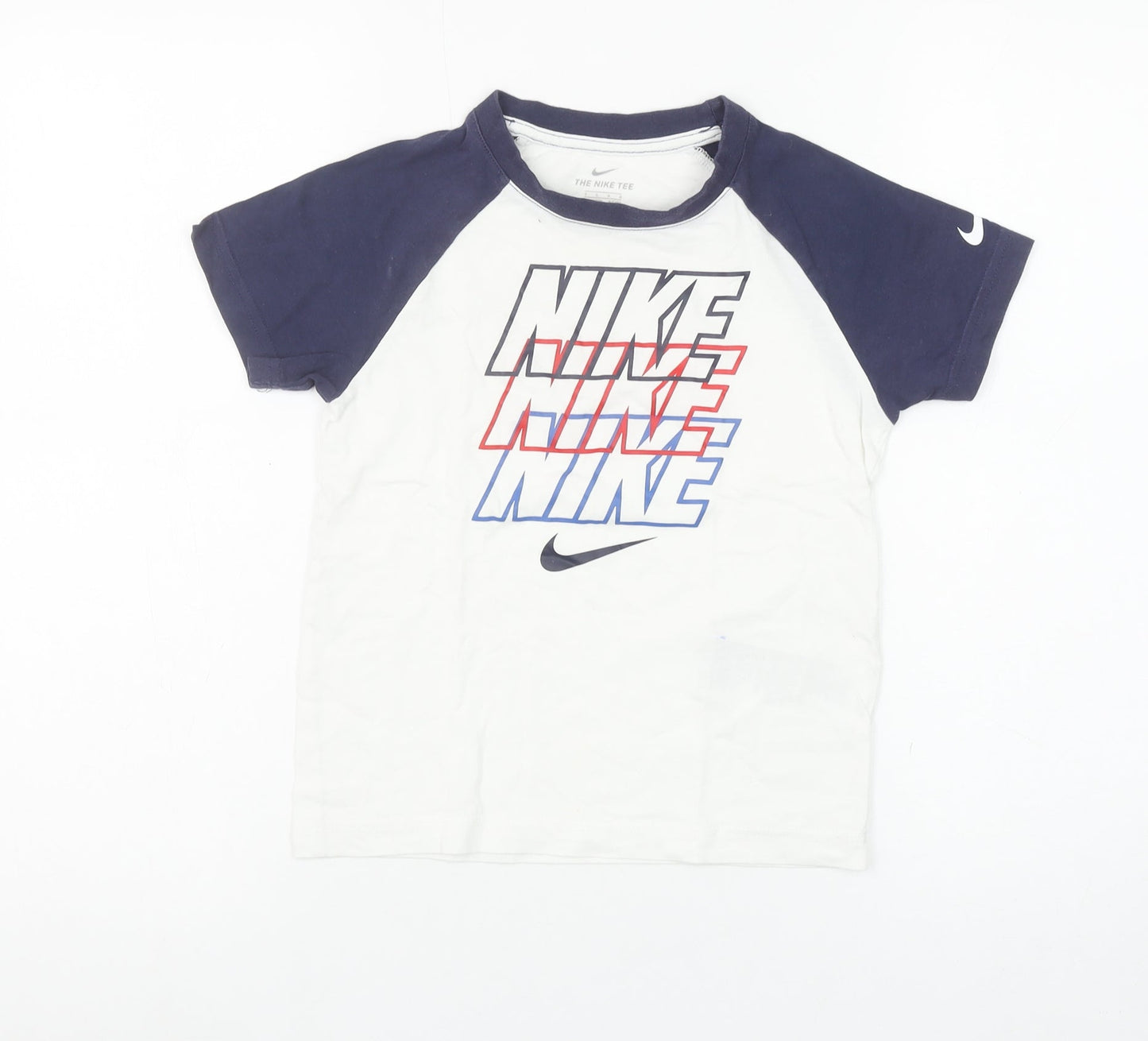 Nike Boys White 6-7 Years Graphic Logo Athletic Cotton T-Shirt