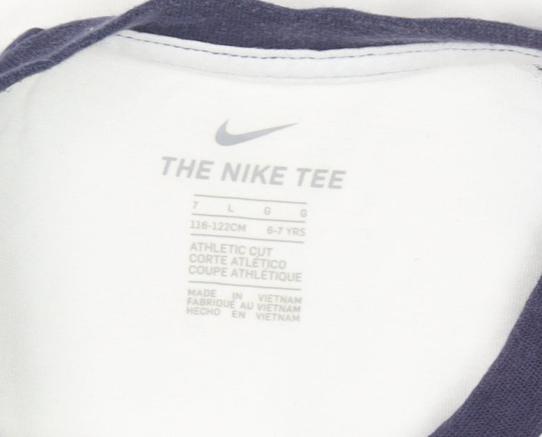 Nike Boys White 6-7 Years Graphic Logo Athletic Cotton T-Shirt