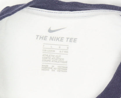 Nike Boys White 6-7 Years Graphic Logo Athletic Cotton T-Shirt