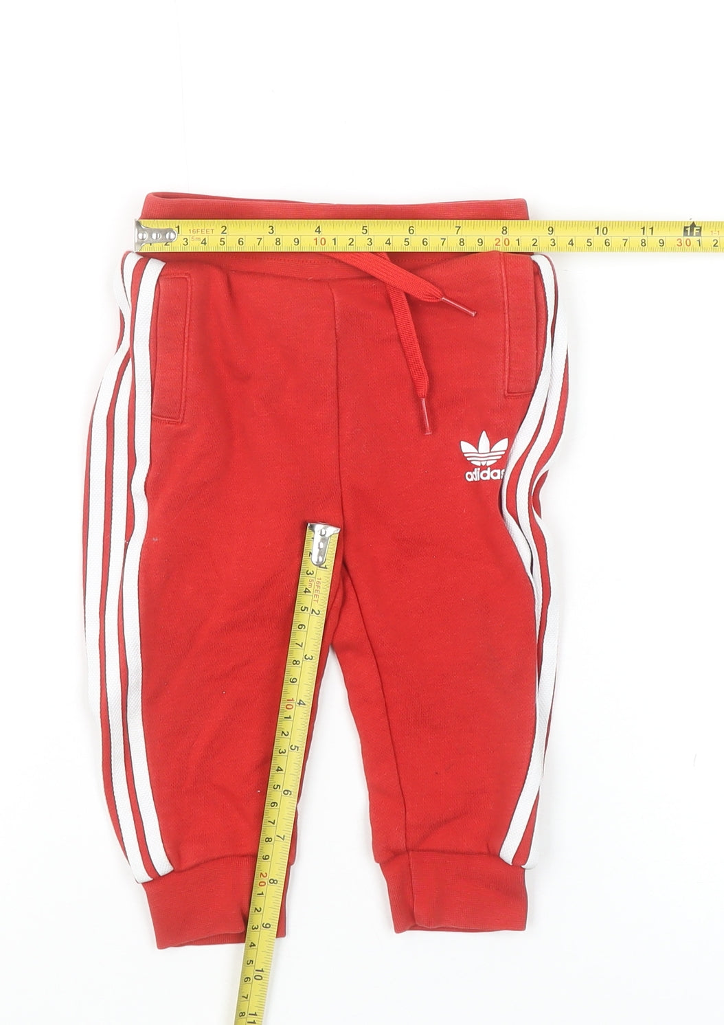 Adidas Unisex Baby Red Jogger Trousers 12-18 Months Cotton Blend
