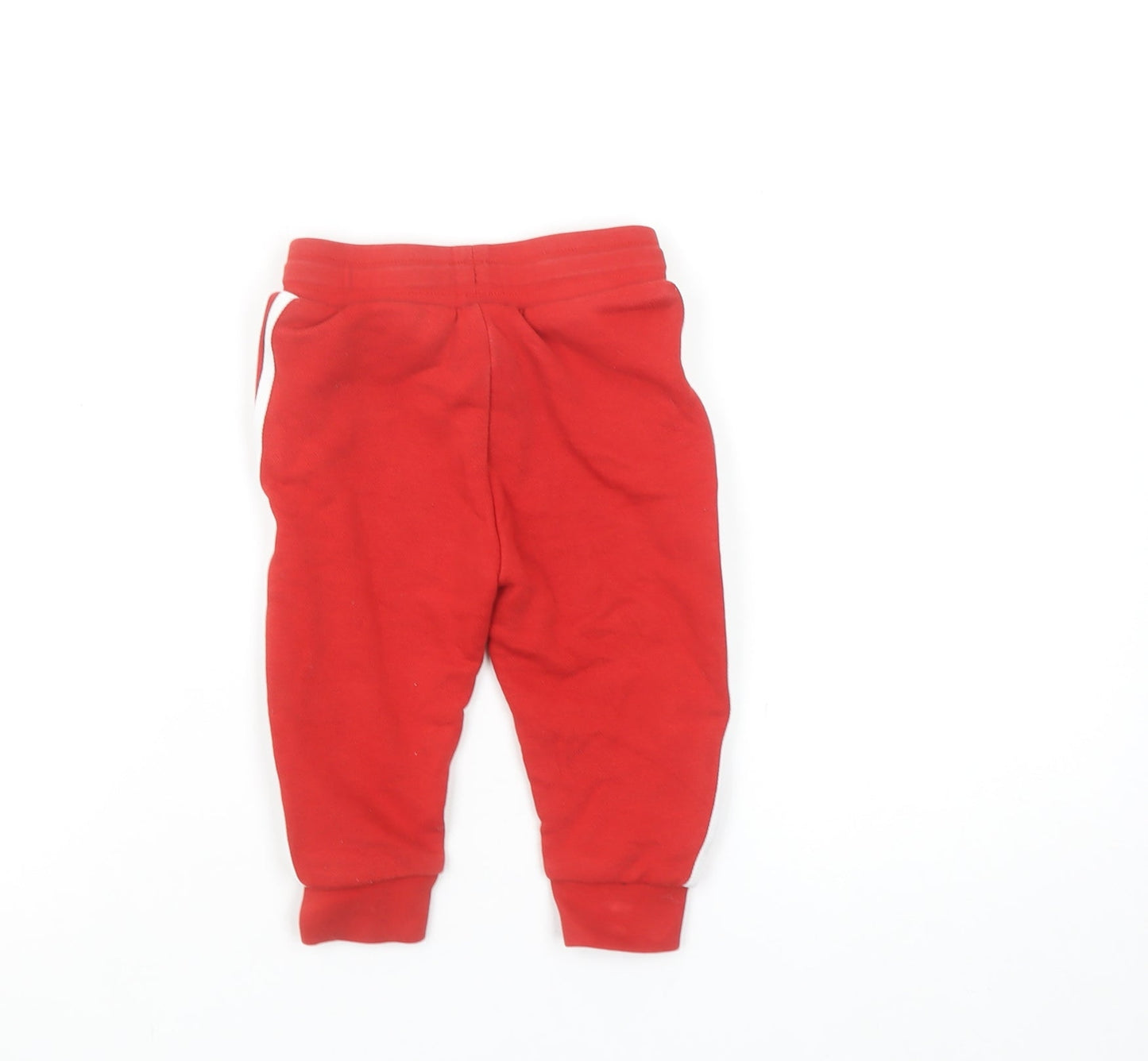 Adidas Unisex Baby Red Jogger Trousers 12-18 Months Cotton Blend
