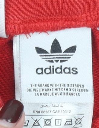 Adidas Unisex Baby Red Jogger Trousers 12-18 Months Cotton Blend