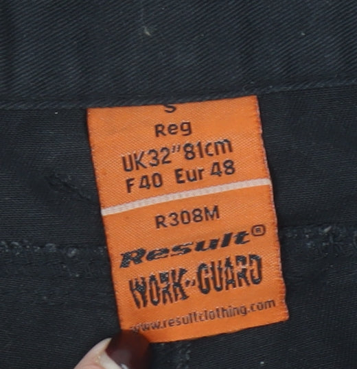 Result Work-Guard Men's Black Cargo Work Trousers Size S 32in Regular