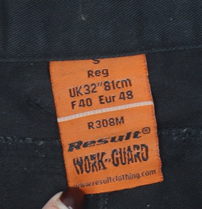 Result Work-Guard Men's Black Cargo Work Trousers Size S 32in Regular