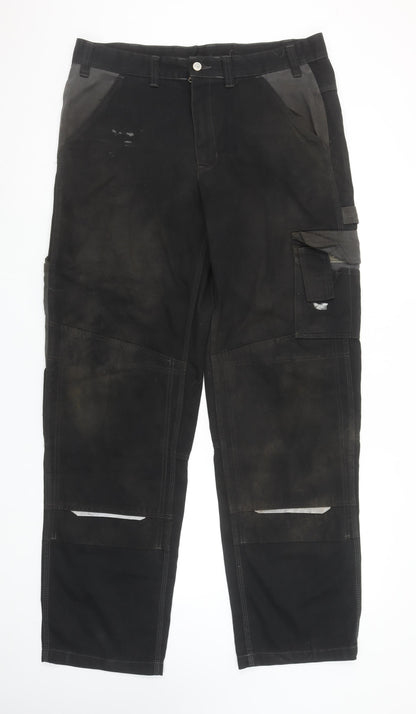 Fristads Kansas Men's Black Cargo Work Trousers Size 36 Tall Polyester Cotton