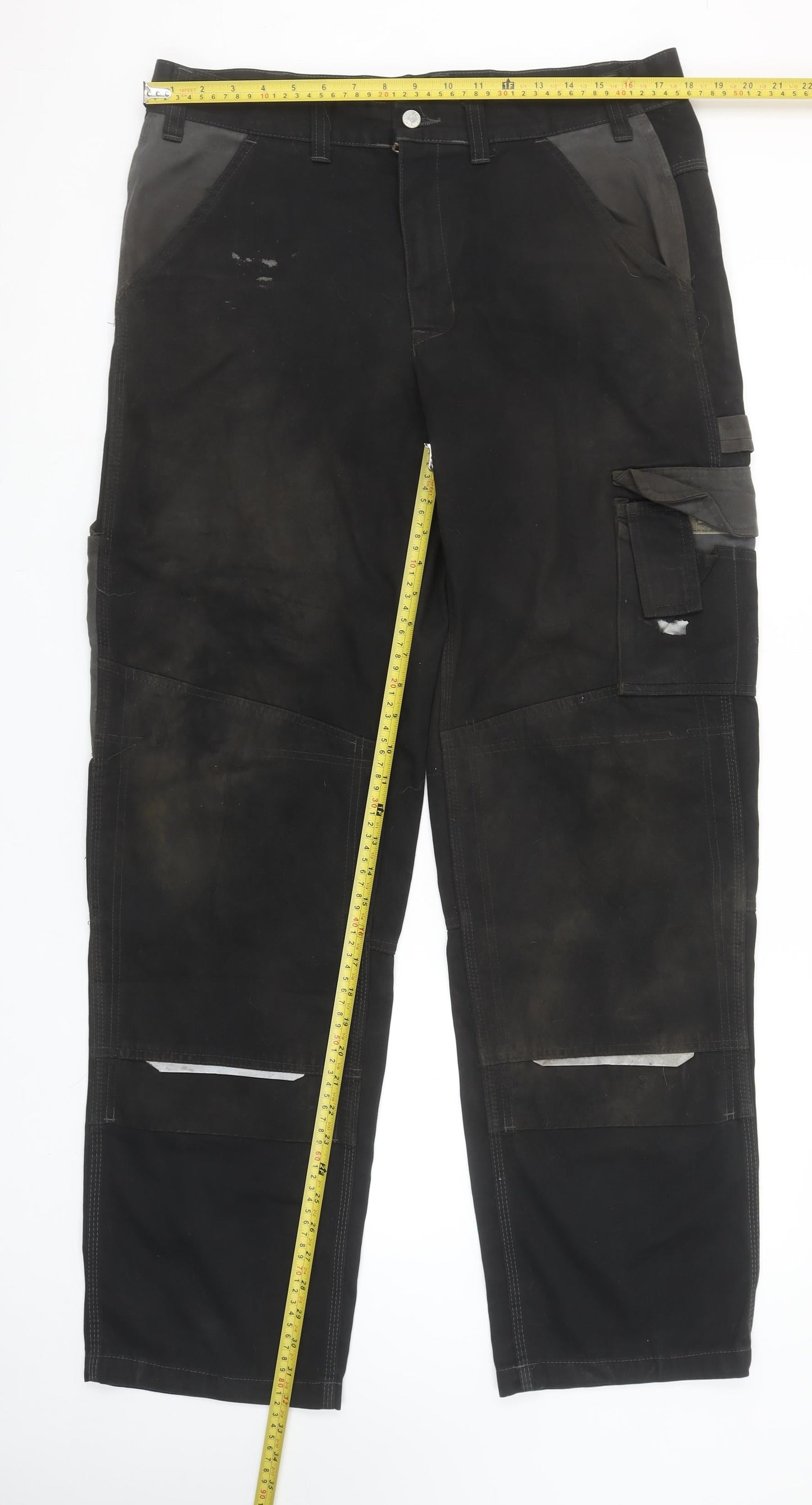 Fristads Kansas Men's Black Cargo Work Trousers Size 36 Tall Polyester Cotton