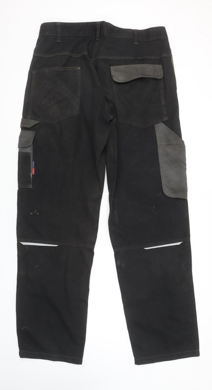 Fristads Kansas Men's Black Cargo Work Trousers Size 36 Tall Polyester Cotton