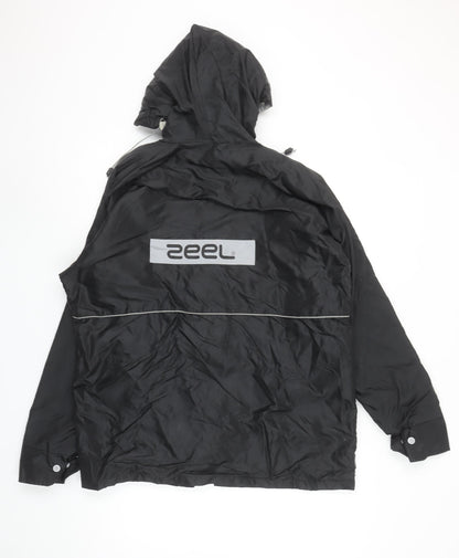 Zeel Mens Black XL Waterproof Hooded Rain Coat Jacket