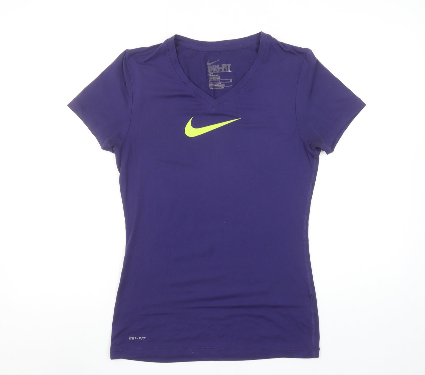 Nike Women's Purple Dri-FIT Slim Fit V-Neck Active T-Shirt Size S