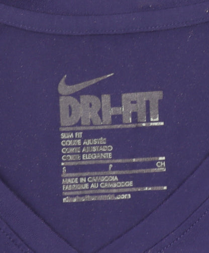 Nike Women's Purple Dri-FIT Slim Fit V-Neck Active T-Shirt Size S