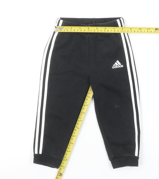 Adidas Unisex Baby Black Track Pants 12-18 Months Elastic Waist Activewear
