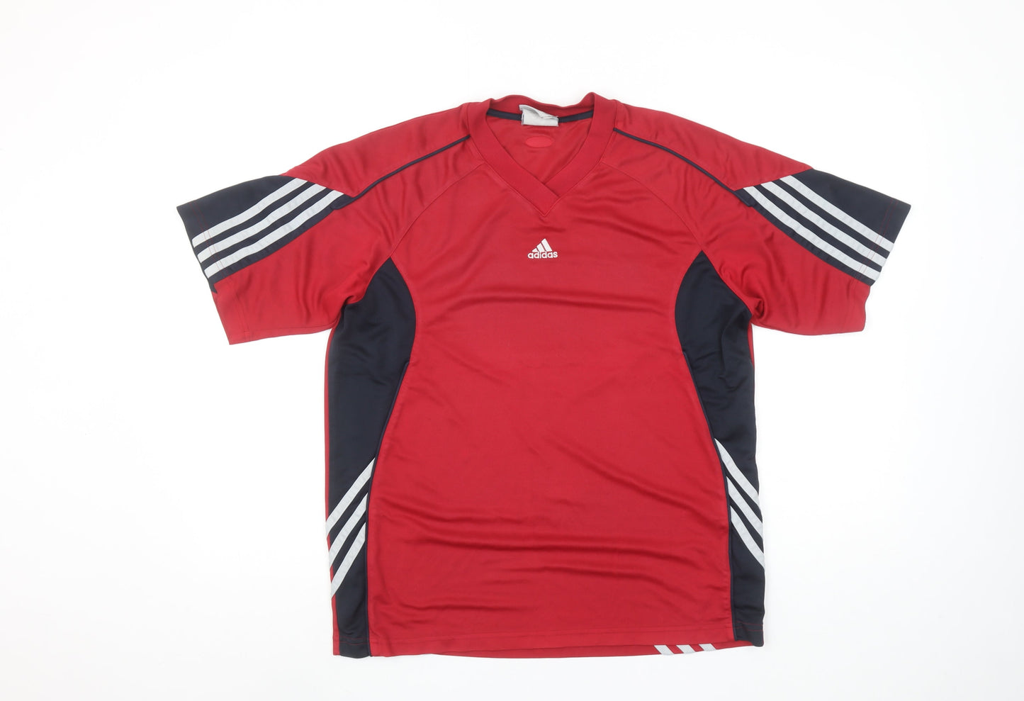 Adidas Men's Red Short Sleeve V-Neck Athletic T-Shirt Size M