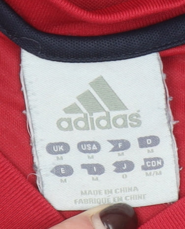 Adidas Men's Red Short Sleeve V-Neck Athletic T-Shirt Size M