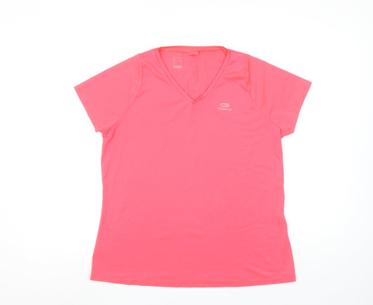 Kalenji Women’s Pink V-Neck Running T-Shirt Size 16 Lightweight Quick Dry