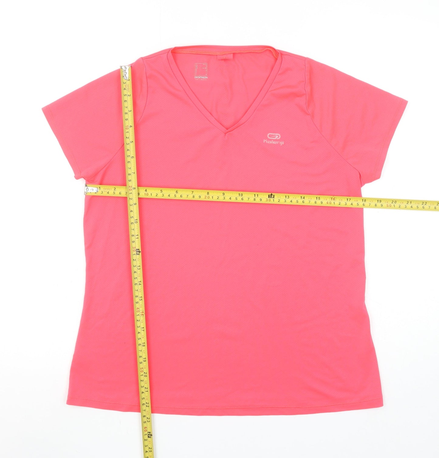 Kalenji Women’s Pink V-Neck Running T-Shirt Size 16 Lightweight Quick Dry