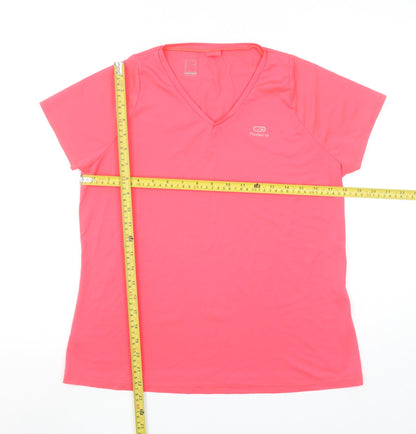 Kalenji Women’s Pink V-Neck Running T-Shirt Size 16 Lightweight Quick Dry