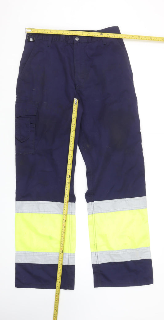 Portwest Men's Multicoloured Work Cargo Trousers M Regular Fit Reflective