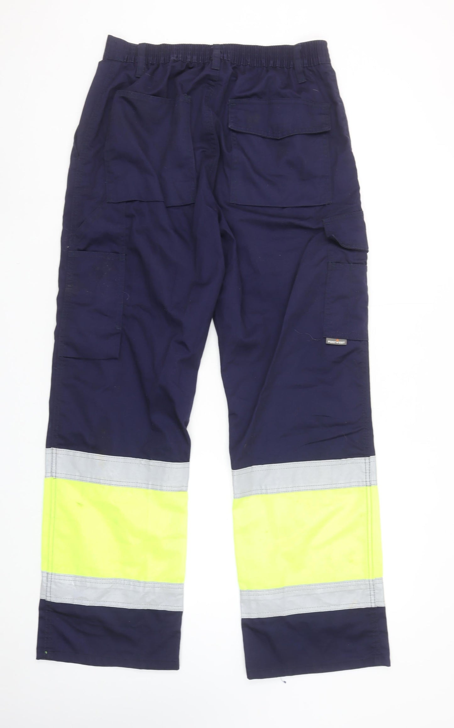 Portwest Men's Multicoloured Work Cargo Trousers M Regular Fit Reflective