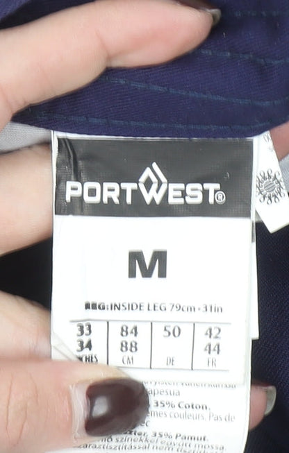 Portwest Men's Multicoloured Work Cargo Trousers M Regular Fit Reflective