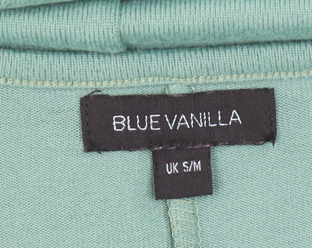 Blue Vanilla Women’s Green Zip V-Neck Relaxed Fit T-Shirt S