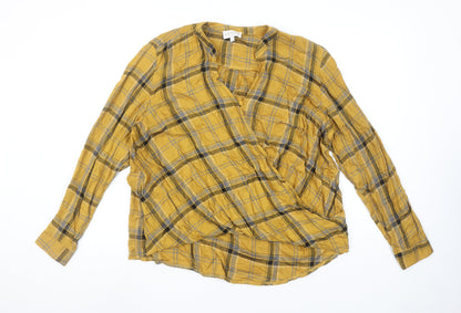 Womens UK Size 10 Apricot Yellow Wrap Blouse