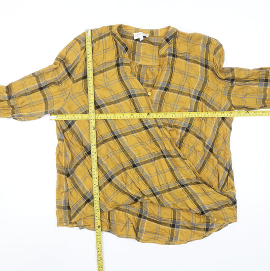 Womens UK Size 10 Apricot Yellow Wrap Blouse