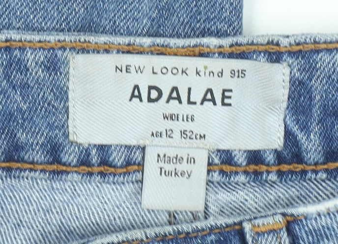 New Look Girls Blue Wide-Leg Jeans Age 12 Years 152cm High Waist Denim