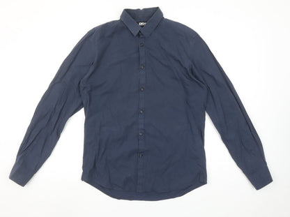 DKNY Men’s Navy Blue Small Long Sleeve Button-Up Cotton Shirt