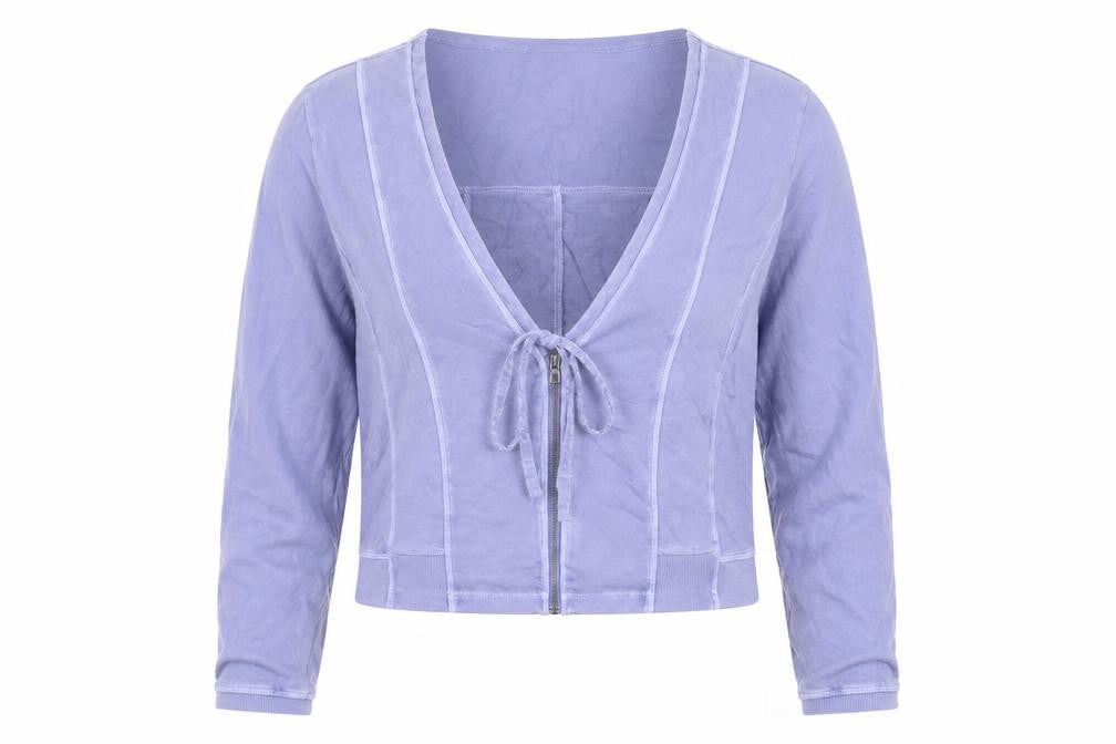 Womens UK Size L Sandwich Purple Cropped Blouse