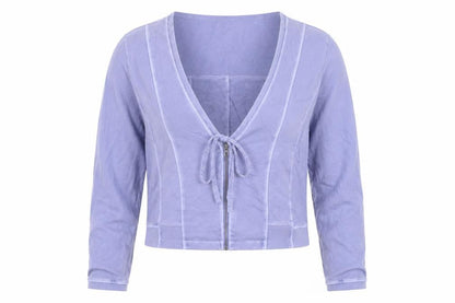 Womens UK Size L Sandwich Purple Cropped Blouse