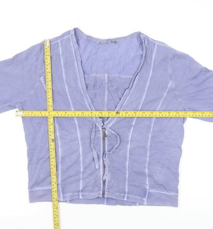 Womens UK Size L Sandwich Purple Cropped Blouse