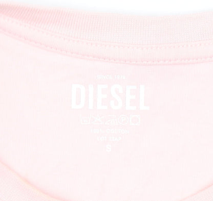 Diesel Men's Pink Cotton Crew Neck Short Sleeve T-Shirt Size S