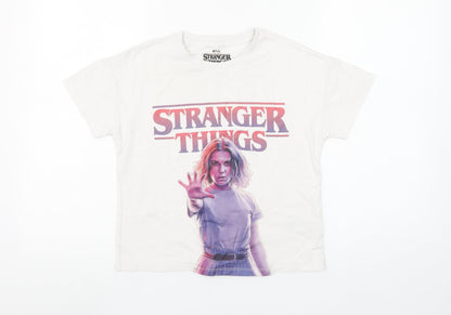 Marks and Spencer Girls White Stranger Things T-Shirt 9-10 Years Cotton