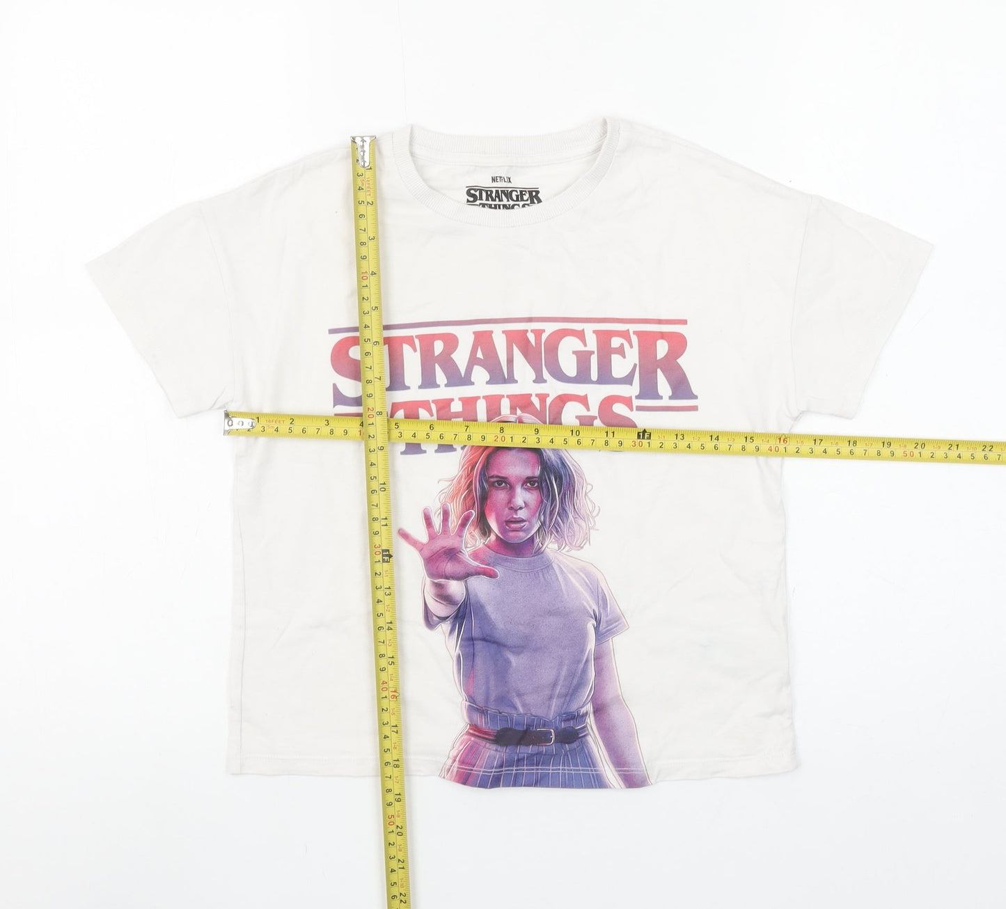 Marks and Spencer Girls White Stranger Things T-Shirt 9-10 Years Cotton