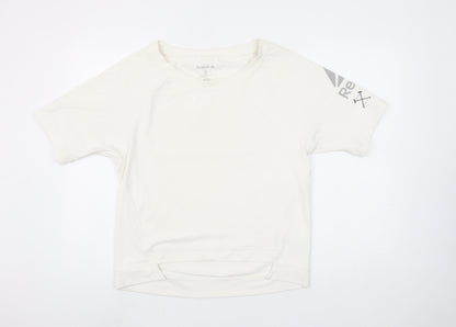 Reebok Womens Beige Short Sleeve Crew Neck Active T-Shirt Size S