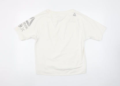 Reebok Womens Beige Short Sleeve Crew Neck Active T-Shirt Size S